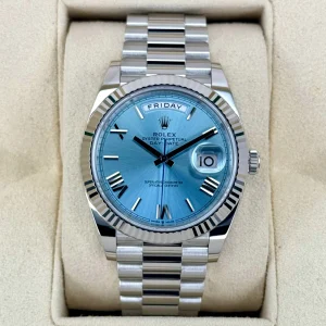 NEW 2025 Rolex Day-Date Platinum 40mm 228236 Ice Blue Roman Dial