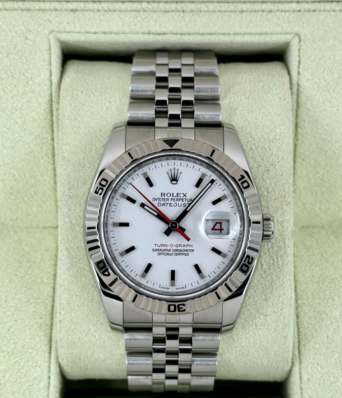 2014 Rolex Datejust Turn-O-Graph 36mm 116264 Jubilee White Dial
