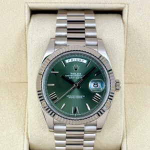 2022 Rolex Day-Date 40mm 228239 White Gold Olive Dial