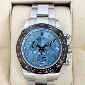 2022 Rolex Daytona 40mm 116506 Platinum Ice Blue Diamond Baguette Dial