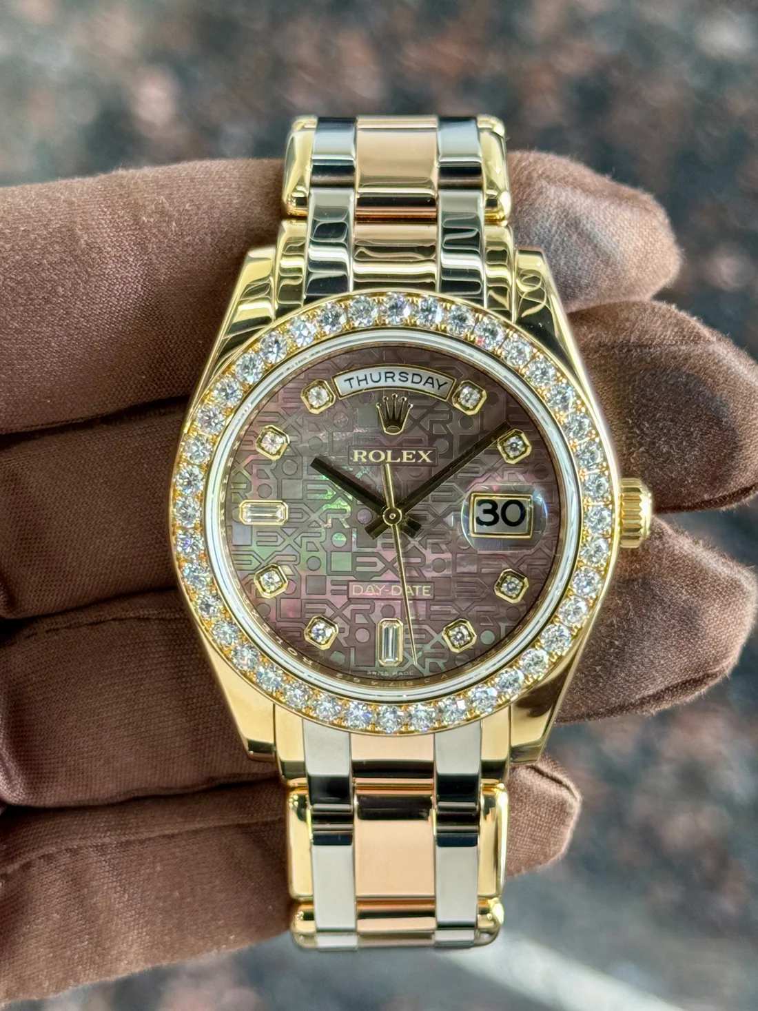 2011 Rolex Day-Date Masterpiece 39mm 18948 Tridor Tahitian Mother of Pearl Dial