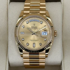 NEW 2025 Rolex Day-Date 36mm 128238 Champagne Diamond Dial