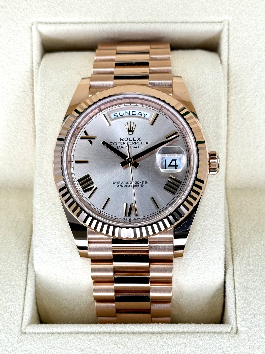 Rolex Day-Date 40mm 228235 Rose Gold Sundust Dial
