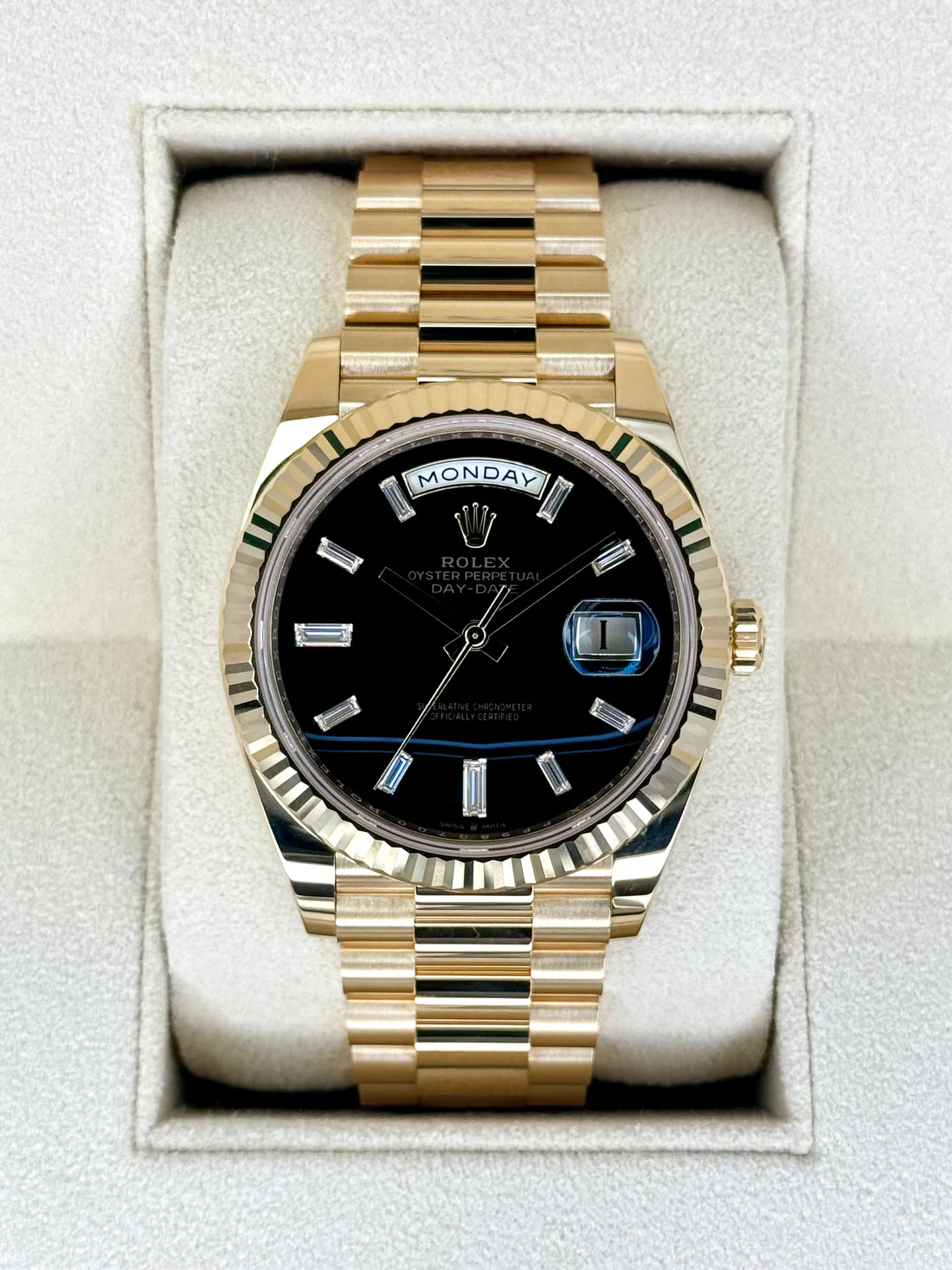 NEW Rolex Day-Date 40mm 228238 Black Onyx Diamond Dial