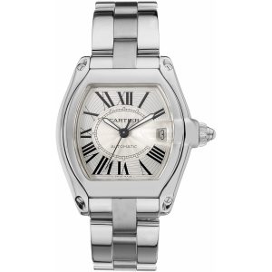 Cartier Roadster W62025V3 Silver Sunray-Effect Dial Steel Bracelet...