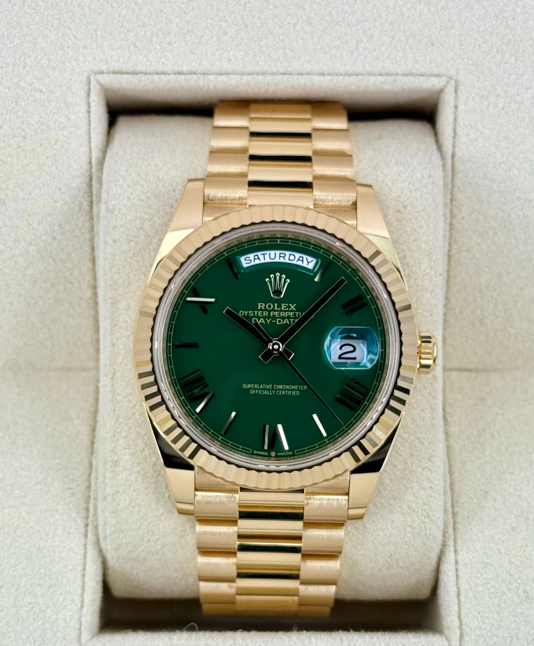NEW 2025 Rolex Day-Date 40mm 228238 Presidential Green Dial