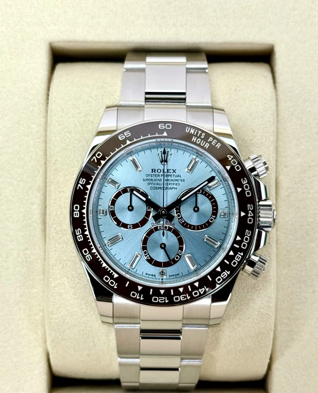 NEW 2025 Rolex Daytona 40mm 126506 Platinum Ice Blue Diamond Baguette Dial