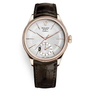 Rolex Cellini 50525 Silver Dial Leather Strap Dual Time 39mm Men’s